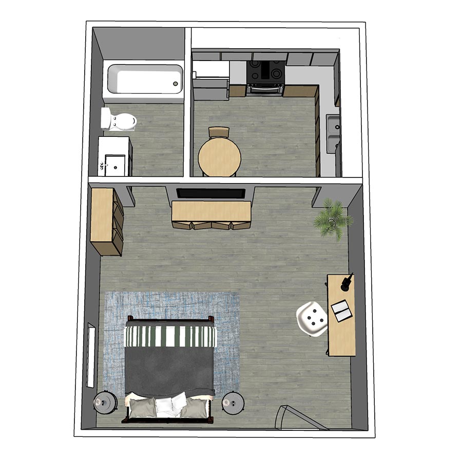 E1 3D Floor plan rendering